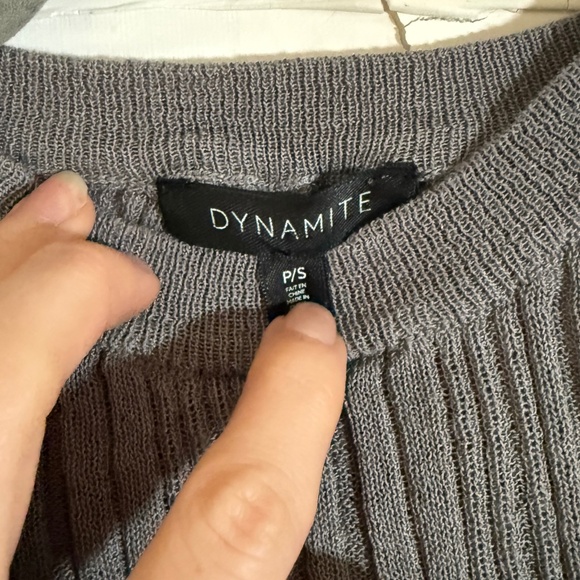 Dynamite Sheer Long Sleeve Sweater Top | Size S | Dark Grey - Picture 7 of 7